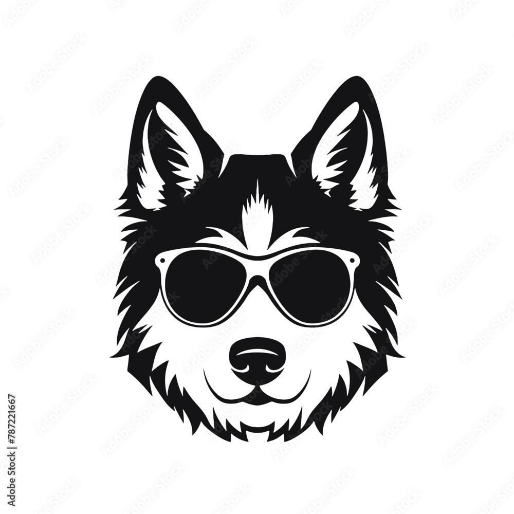 Husky silhouette, logo style vector illustration Husky silhouette, logo style vector illustration