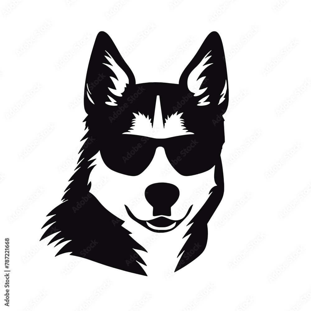 Husky silhouette, logo style vector illustration Husky silhouette, logo style vector illustration