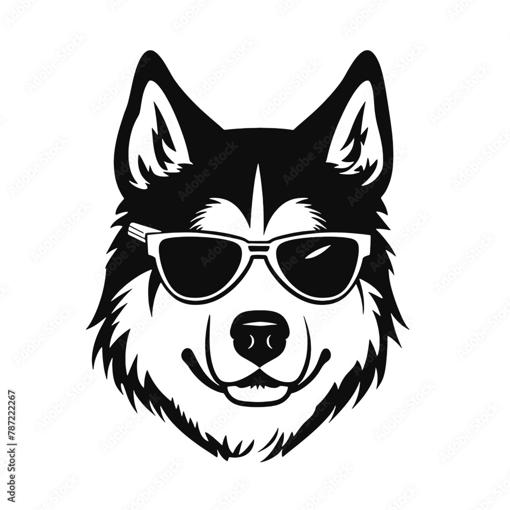 Siberian husky dog vector silhouette