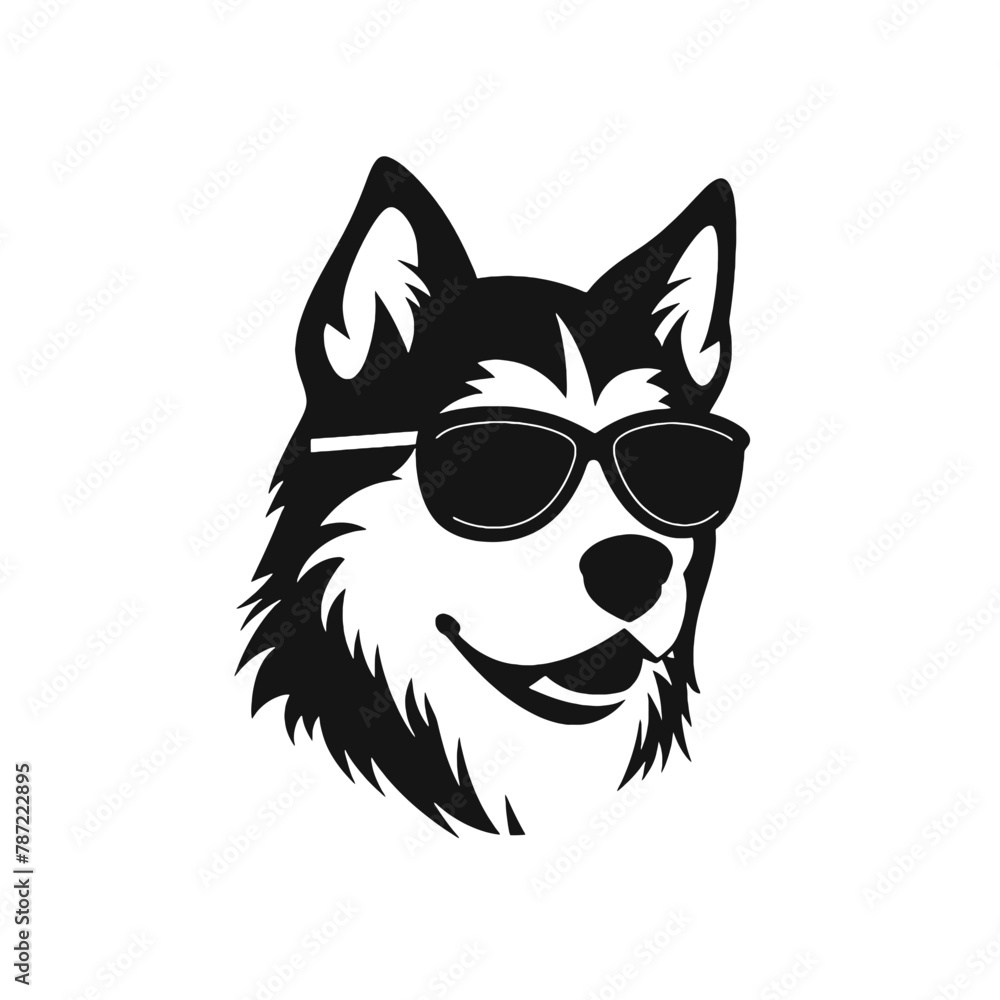 Siberian husky dog vector silhouette