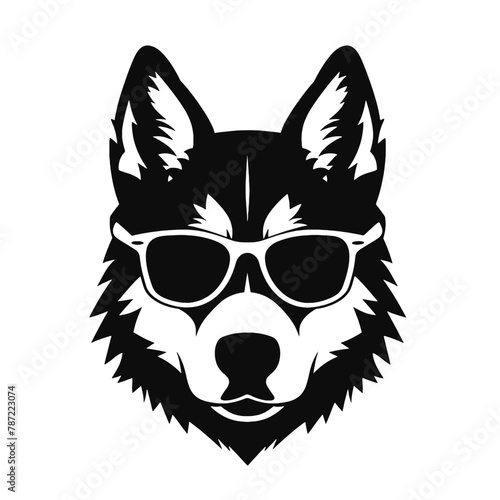 Siberian husky dog vector silhouette