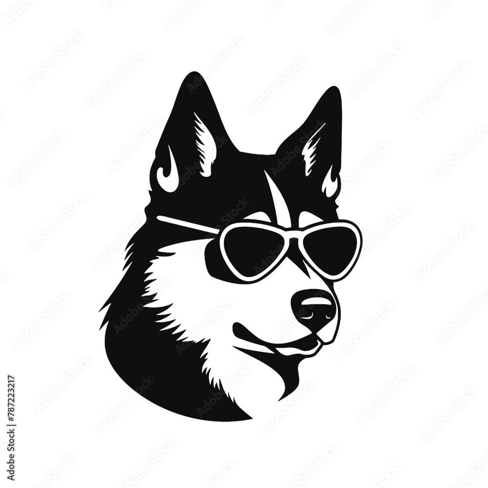 Fototapeta premium Siberian husky dog vector silhouette