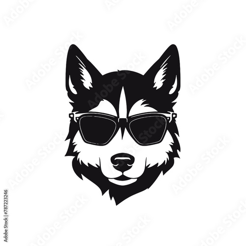 Siberian husky dog vector silhouette