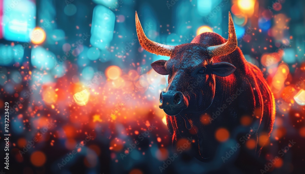 Bull Market Celebration, Illustrate scenes of investors celebrating and cheering in response to a bull market, with rising stock prices and positive sentiment - obrazy, fototapety, plakaty 