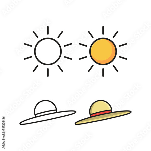 Summer Line Icons. Editable Stroke. Pixel Perfect. For Mobile and Web