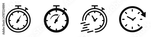 Timers icons set. Stopwatch, quick time, speed time collection.