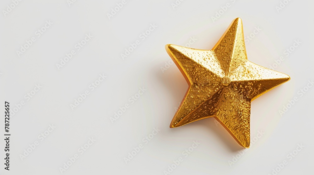 Golden star close up on a clean white background Golden star close up on a clean white background
