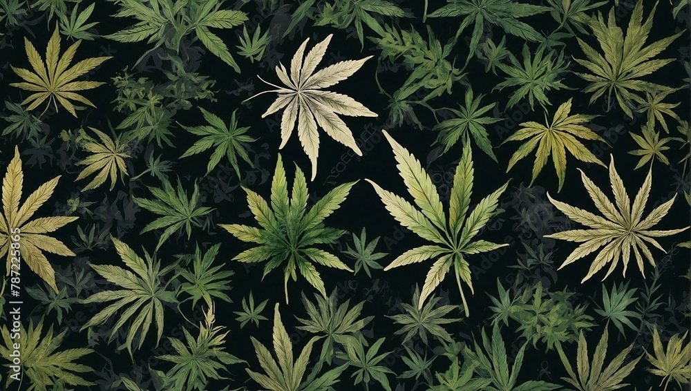 Wallpaper, fabric style drawing of marijuana leafs Wallpaper, fabric style drawing of marijuana leafs