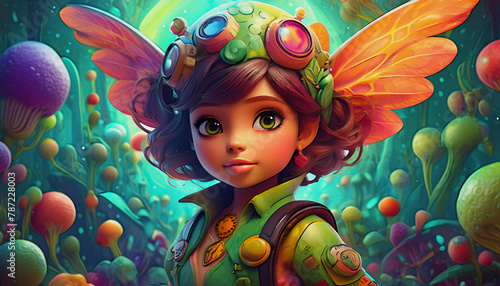 OIL PAINTING STYLE CARTOON CHARACTER beautiful portrait of a girl pilot
