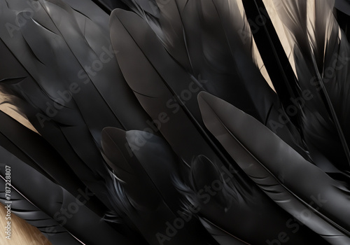 close up of black feathers photo