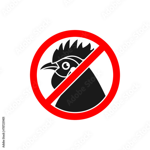 No chicken sign flat style isolated on white background. Vector illustration
