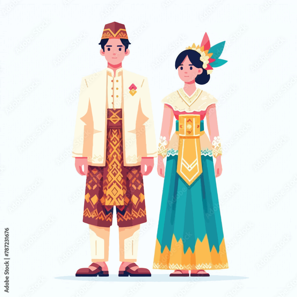 young man and woman couple in traditional clothing