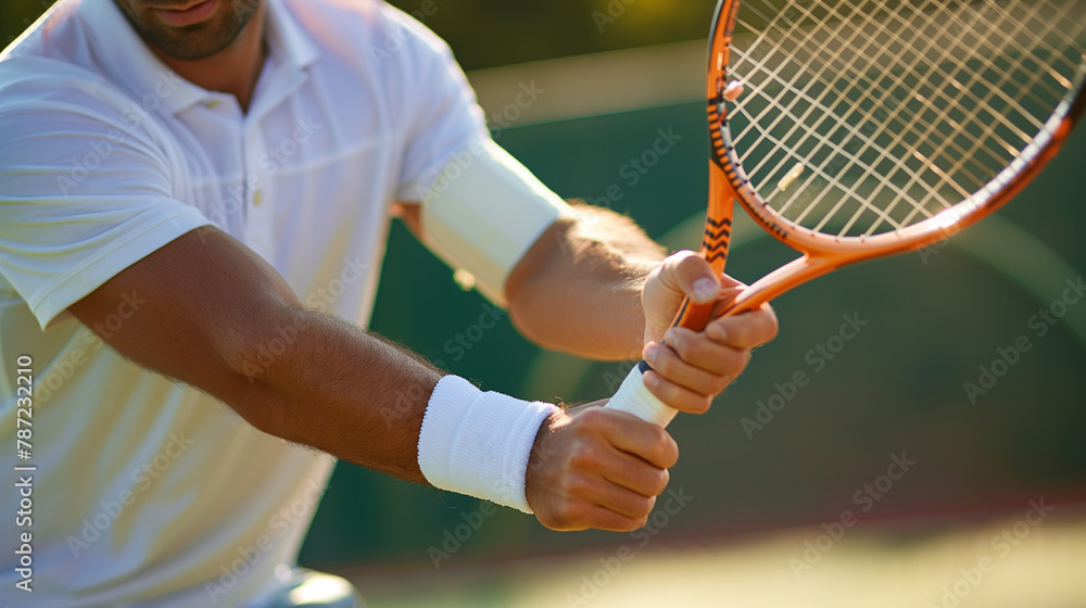 Art of grip. various techniques of gripping a tennis racquet, highlighting the continental