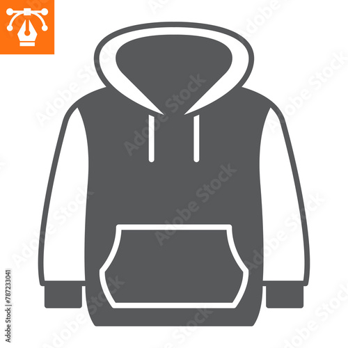 Hoody solid icon, glyph style icon for web site or mobile app, clothes and sportswear, sweatshirt vector icon, simple vector illustration, vector graphics with editable strokes.