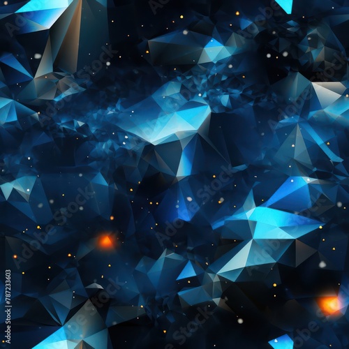 abstract polygonal space low poly seamless pattern with a dark background, featuring intricate geometric shapes and a cosmic vibe