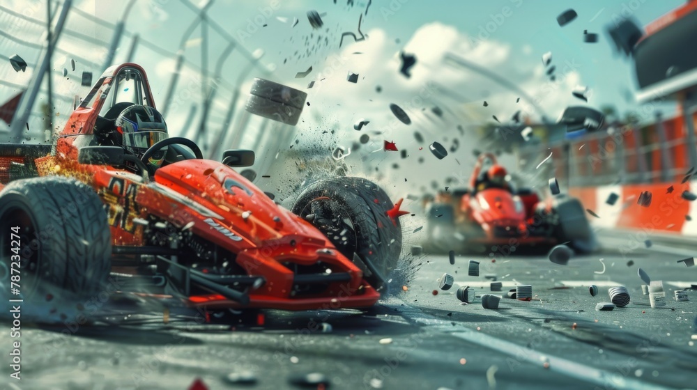 Fototapeta premium High speed kart racing
