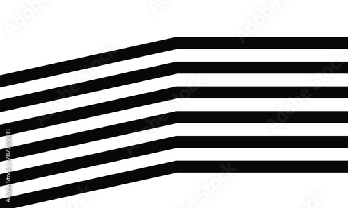 Black on white abstract perspective line stripes with dimensional effect isolated on white background.	
