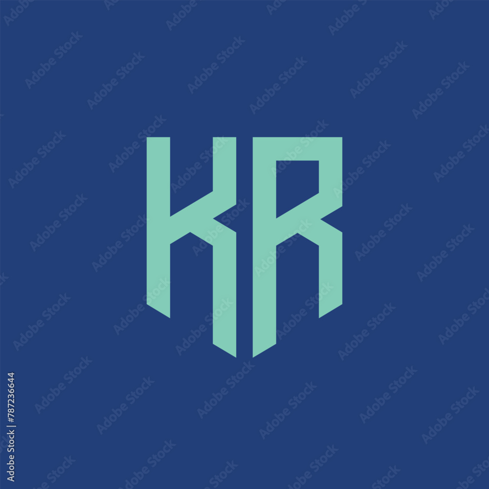 Fototapeta premium KR. Monogram of Two letters K and R. Luxury, simple, minimal and elegant KR logo design. Vector illustration template. 