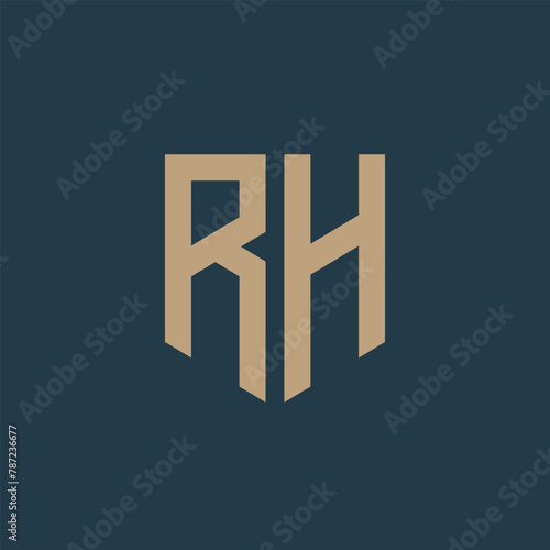 RH. Monogram of Two letters R and H. Luxury, simple, minimal and elegant RH logo design. Vector illustration template.
