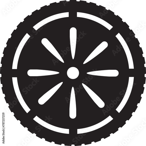 Vectorized illustration of a black cart wheel