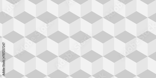 Vector abstract cubes geometric tile and mosaic wall or grid hexagon technology wallpaper. white and gray geometric block cube structure backdrop grid triangle texture vintage design.