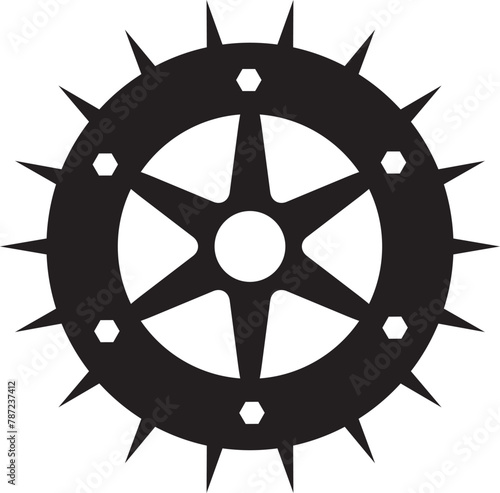 Vectorized illustration of a black cart wheel