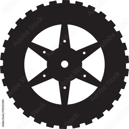 Vectorized illustration of a black cart wheel