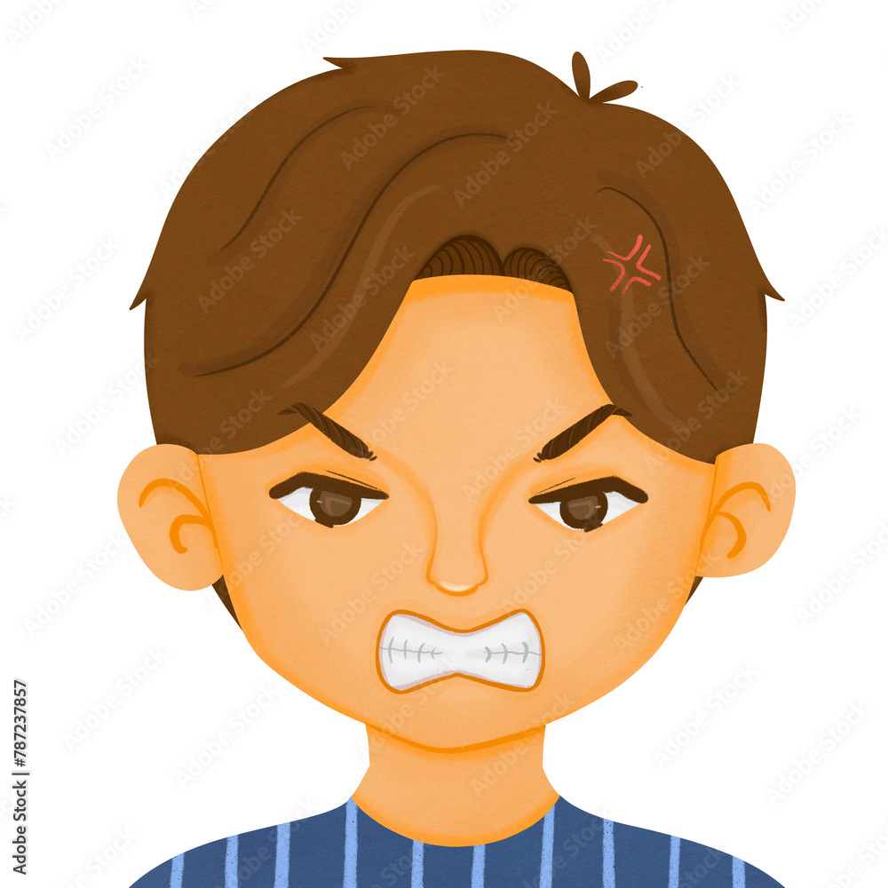 Boy with angry face exspression
