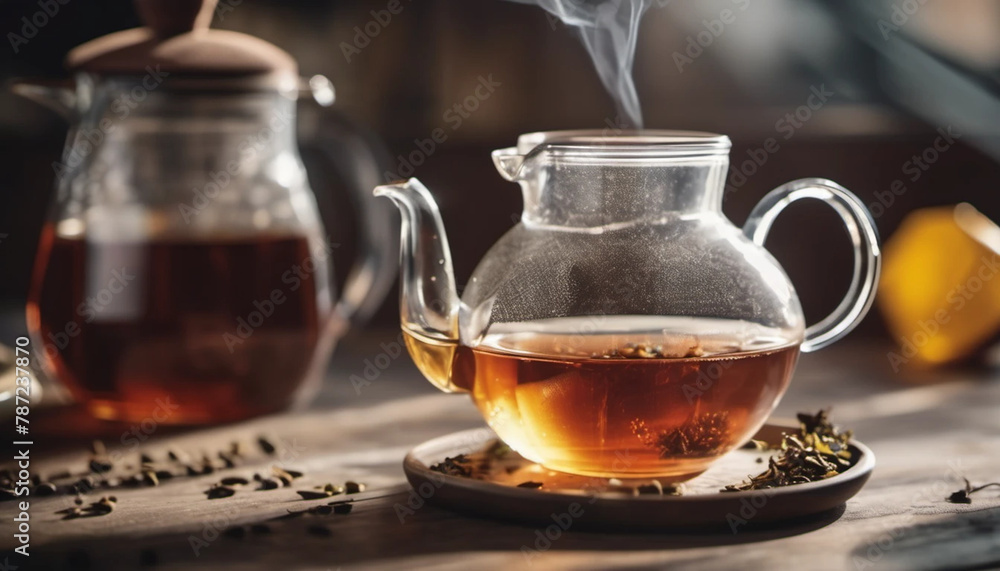 Jug of hot tea on the table. Jug of hot tea on the table.