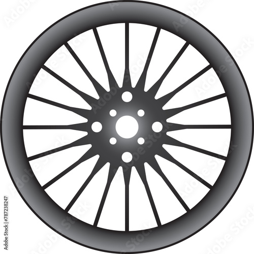 Vectorized illustration of a black cart wheel