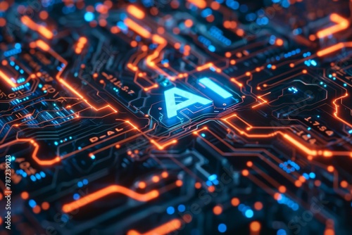  'AI' a glowing neon blue effect
