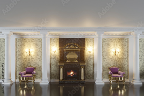 Fireplace room in classic style © potas