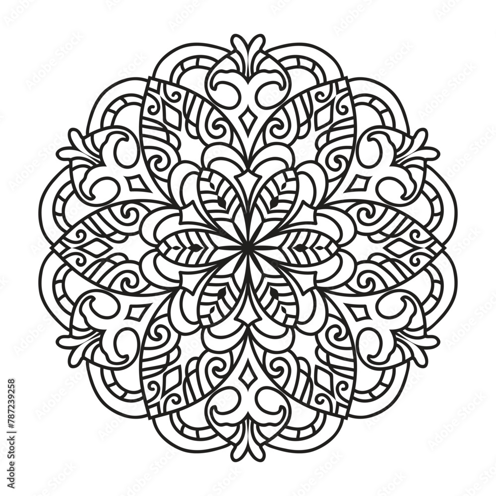 Fototapeta premium Mandala vector for adult coloring page kdp interior. Round outline mandala coloring book page