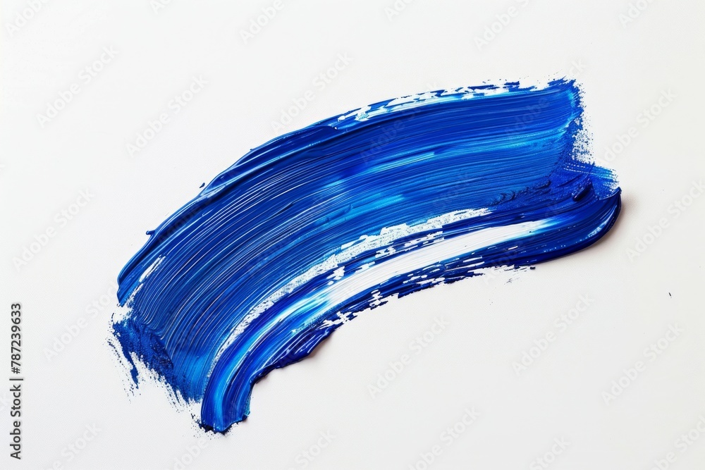 blue, one, oil brush stroke on white background, 