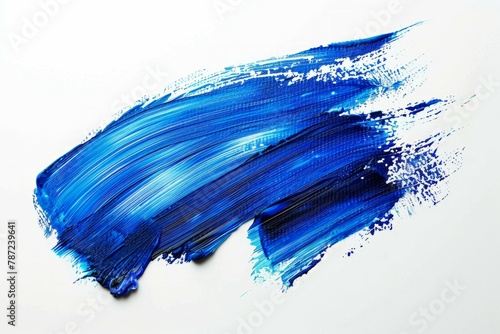 blue  one  oil brush stroke on white background  
