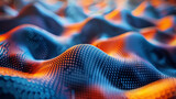 Digital Art of Blue Silk Fabric Texture with Light Orange Accents in a Mesmeric Pattern