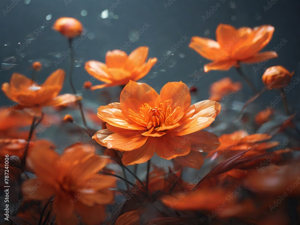 orange flowers of the sky. generative ai orange flowers of the sky. generative ai
