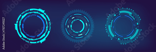 set of circle hud vector illustration, target borders and digital frames, user interface, futuristic Sci-fi sources