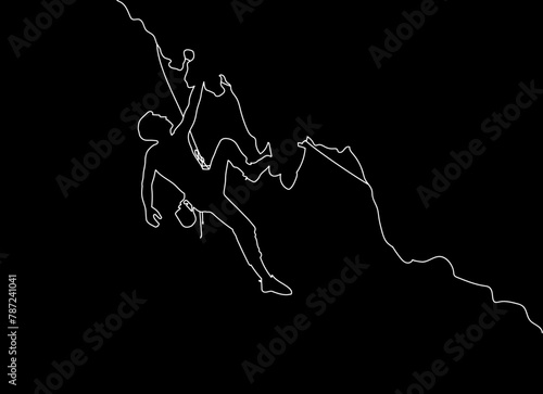 rock climbing man silhouette line illustration (ID: 787241041)