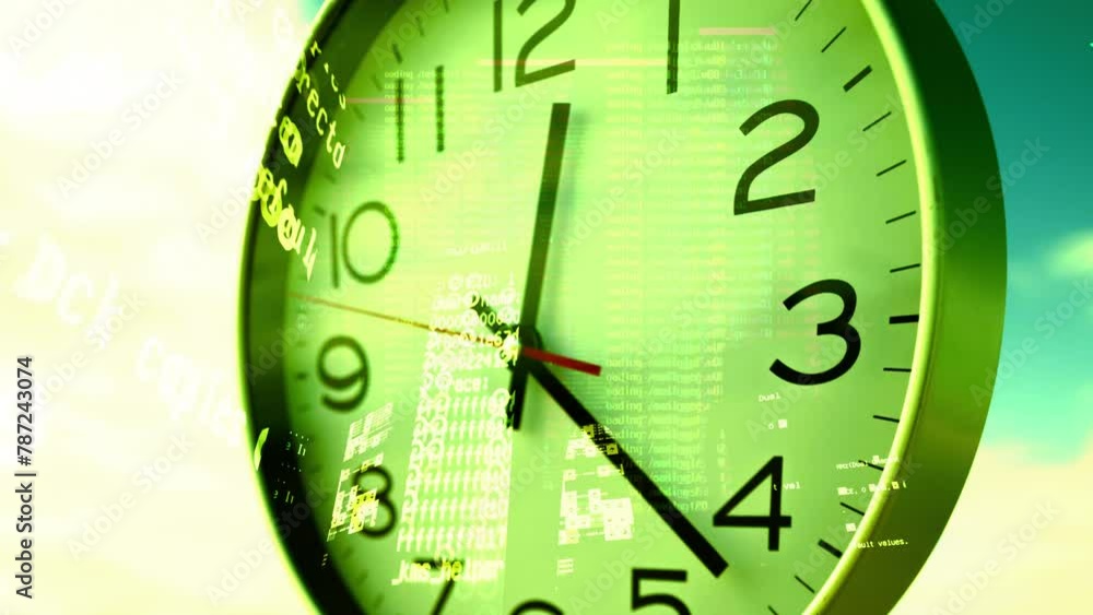 clock with time passing during 1 hour with sky and sea in background clock with time passing during 1 hour with sky and sea in background