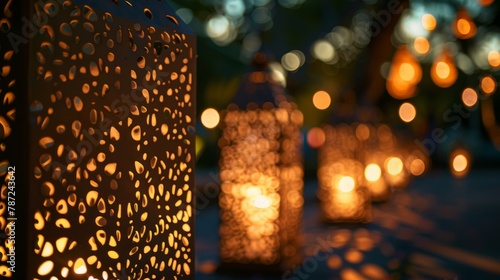 Several lit candles arranged closely together, casting a warm glow in the surrounding area