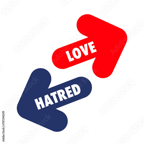 Love and hate two colorful icons on a white background