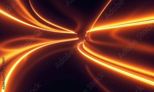 Abstract futuristic glowing neon lights background for presentation and website. Surreal 3D dynamic technology backdrop.