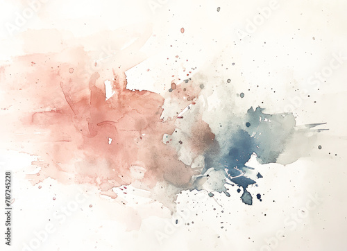 Pastel watercolor abstract paining background. Modern dynamic blue pink blot splatter illustration. Digital drawing for interior design, textile fabric, cloth, poster, wallpaper