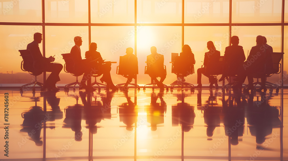 Long Banner With Successful Business Team Having Meeting In Office Group Of Colleagues Discussing Company Strategy During Conference In Boarding Room Panorama With Copy Space Extended : Generative AI Long Banner With Successful Business Team Having Meeting In Office Group Of Colleagues Discussing Company Strategy During Conference In Boarding Room Panorama With Copy Space Extended : Generative AI