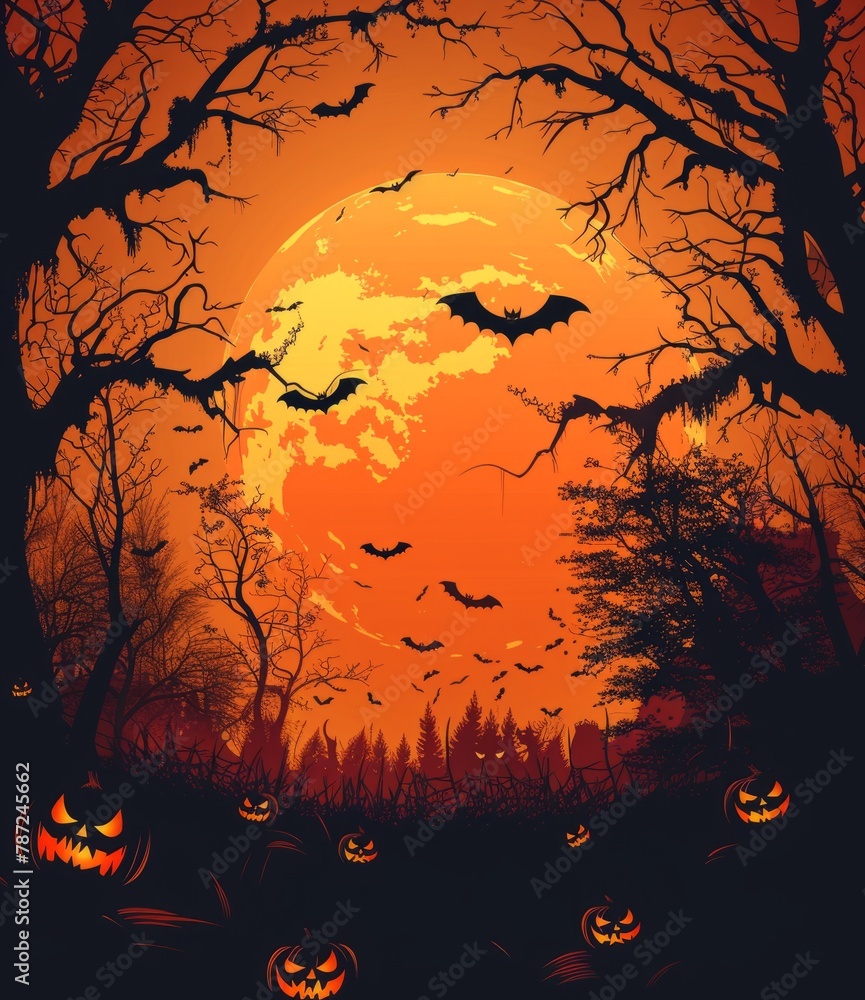 Spooky Halloween Night in the Dark Forest