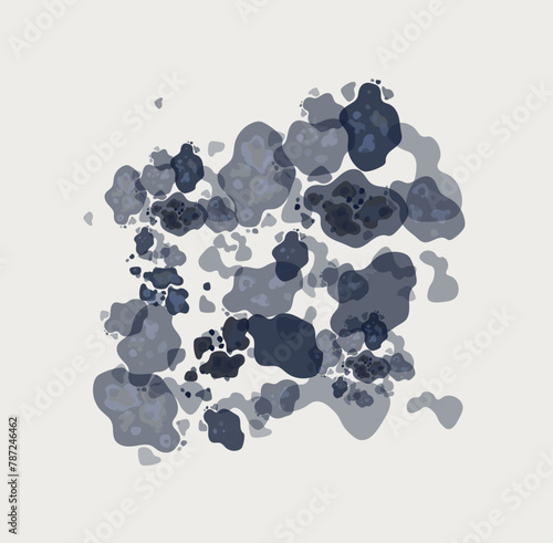 Black mold spots. Stop viruses concept. Toxic mildew spores. Bacteria, microbes, germs or viruses.Toxic, poisonous element, microbe. Vector illustration in the cartoon Flat style.