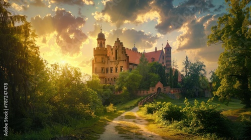 Beautiful Teutonic castle in Lidzbark Warminski before sunset, Poland. photo