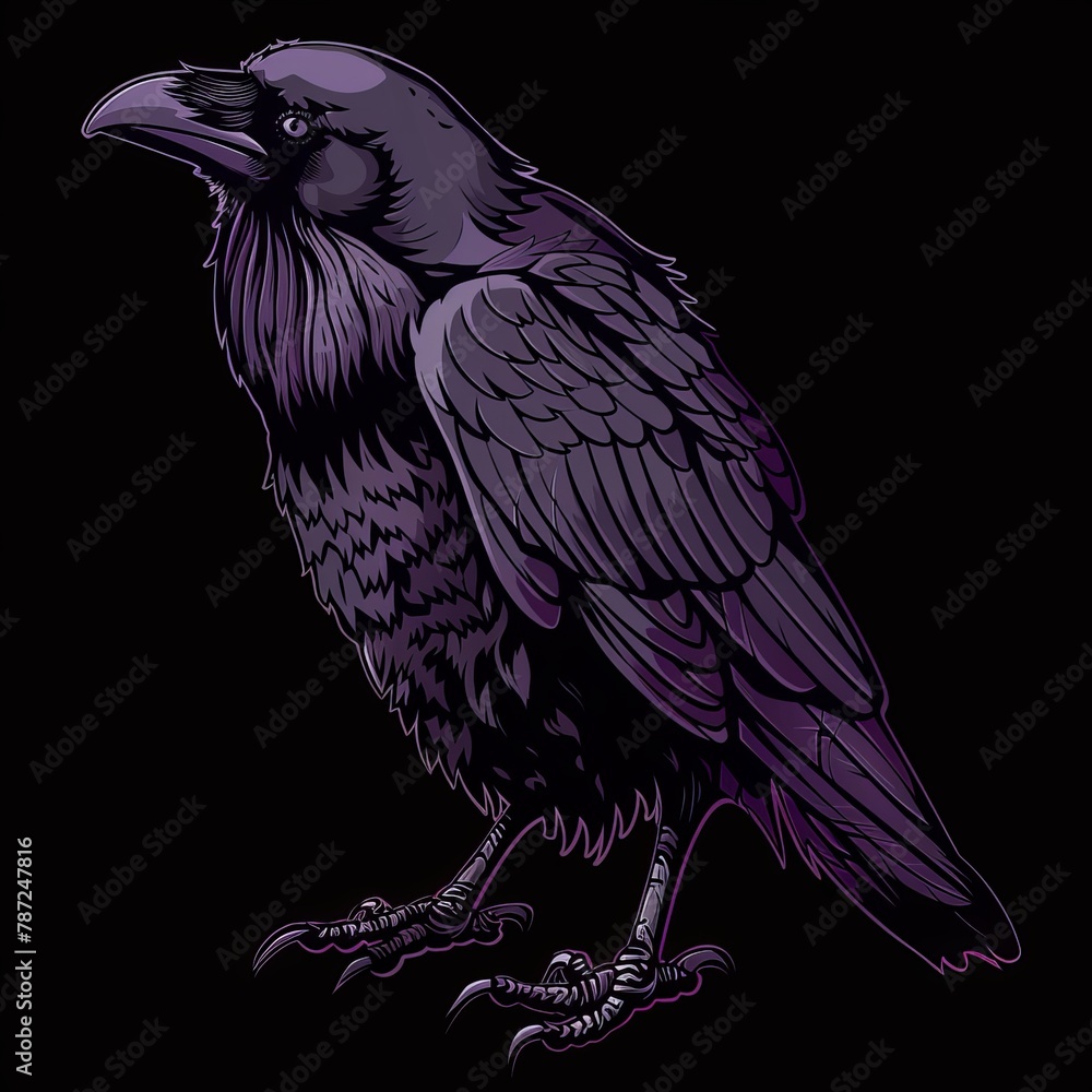 Obraz premium a black bird with purple background