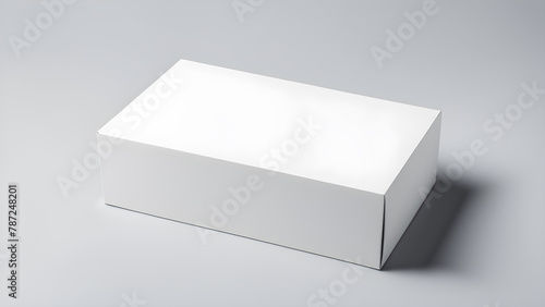 white flat horizontal rectangle blank box from top side far angle